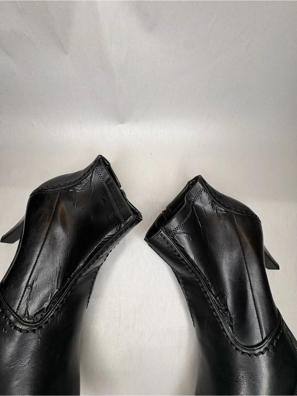 Franco Sarto Black Pointed-Toe Leather Ankle Booties